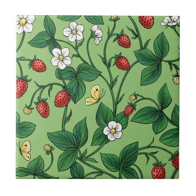 Azulejo Fresas silvestres de color rojo/amarillo/verde/ (Frente)