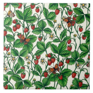 Azulejo Fresas silvestres en blanco roto