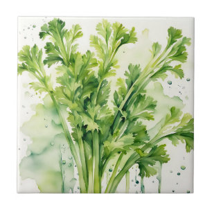 Azulejo Fresca Celery Stalk Watercolor Botánico