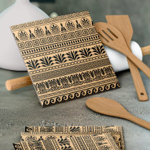 Fret griego, patrón mediterráneo, marrón