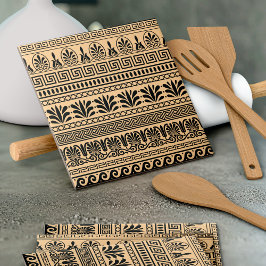 Azulejo Fret griego, patrón mediterráneo, marrón