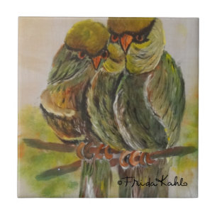 Azulejo Frida Kahlo pintó pájaros