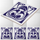 Azulejo Frieze de ornamento Art Nouveau<br><div class="desc">Este adorno de friso de arte azul y blanco se derivó de una antigua publicación de arte de la era victoriana de aproximadamente 1878. Puedes personalizar de los colores.</div>