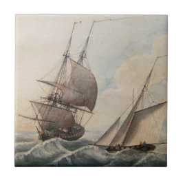 Azulejo Frigate en un oleaje del siglo XVII