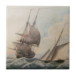 Azulejo Frigate en un oleaje del siglo XVII