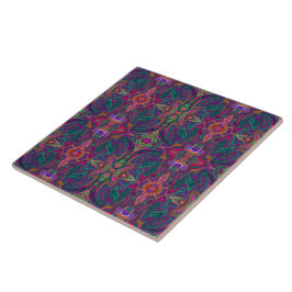 Azulejo Frio Patrón Ondulado Verde, Naranja y Purpura Trip