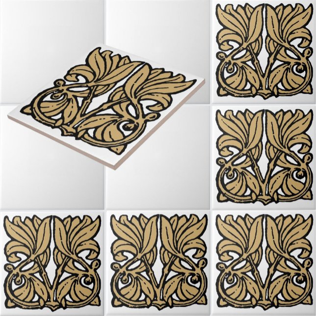 Azulejo Frisa de adorno floral de Art Nouveau de 1911 (Subido por el creador)