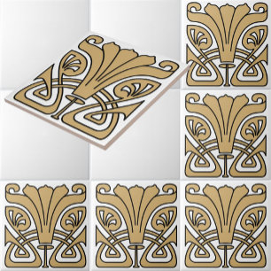 Azulejo Frisa de adornos florales de Art Nouveau vintage d