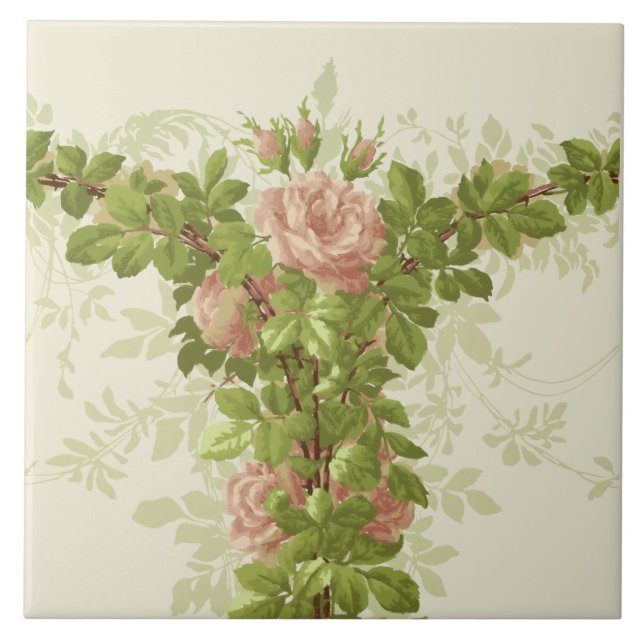 Azulejo Frisa rosa de la era victoriana (Frente)