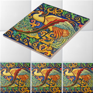 Azulejo Friso de pavos reales Art Nouveau Retro por Walter