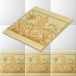 Azulejo Friso de pergamino floral de estilo Art Nouveau de<br><div class="desc">Se trata de una impresión digitalmente realzada de una época victoriana antigua c. Rollo de bronce Art Nouveau de 1890 y gran estampado de frisos florales.</div>