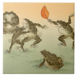 Azulejo Frog Sumō Vintage Amphibians by Ohara Koson