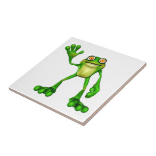 Azulejo Froggie el Personalizado lindo ondeando la rana