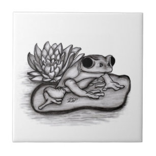 Azulejo Froggy con Lotus Flower