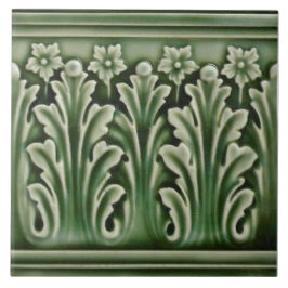 Azulejo Frontera floral Acanthus verde de la reproducción 