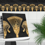 Azulejo Frontera floral egipcia - Oro y Mármol negro<br><div class="desc">Frontera floral egipcia - Oro y Mármol negro</div>