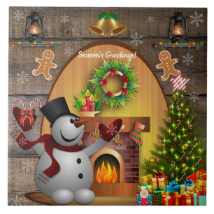 Azulejo Frosty El Árbol De Navidad De Los Snowman
