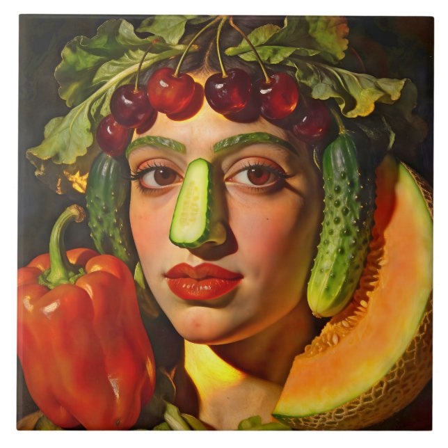 Azulejo Fruits of Expression – A Surreal Portrait (Frente)