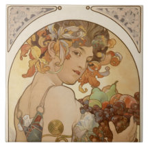 Fruta (Art Nouveau) (retrato femenino) (frutas)