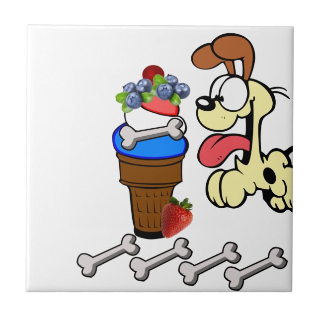 Azulejo Fruta cerámica de perro de tela (Frente)