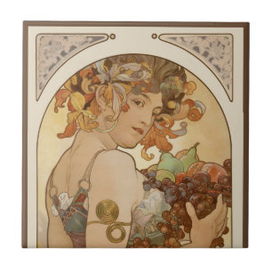 Azulejo Fruta de Alphonse Mucha, Arte Antiguo Moderno