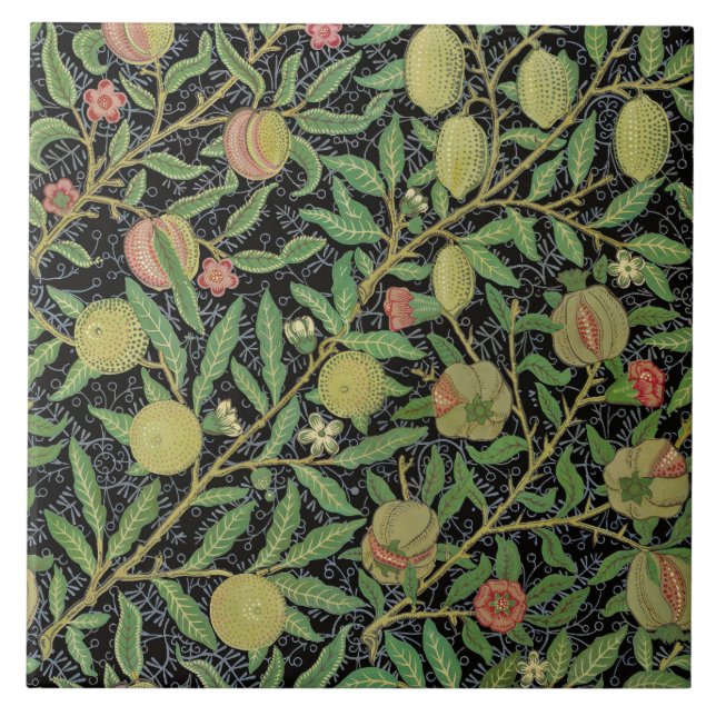 Azulejo Fruta de granada oscura patrón de William Morris (Frente)