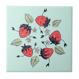 Azulejo Fruta de Kawaii