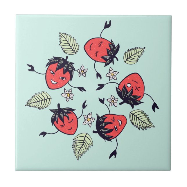 Azulejo Fruta de Kawaii (Frente)