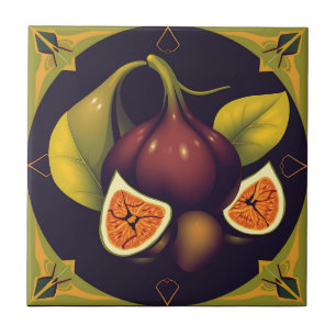 Azulejo Fruta de la higuera geométrica con formas elegante