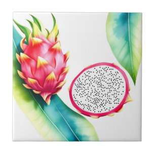 Azulejo Fruta Dragón de color de agua en colores negrita e