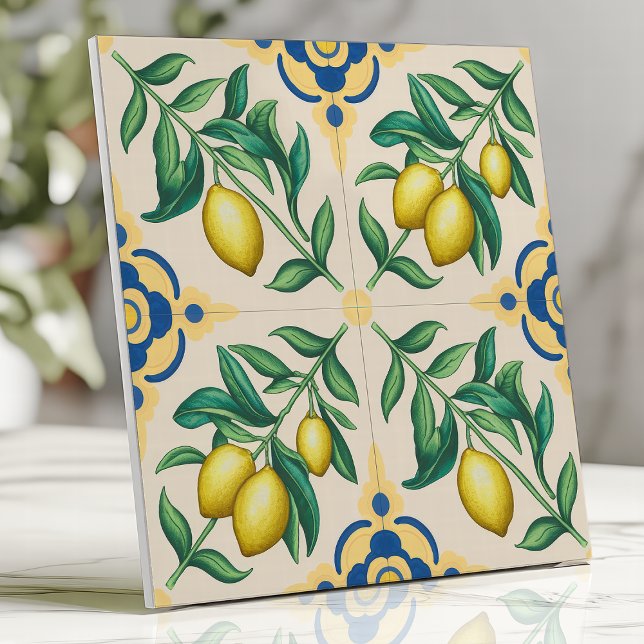 Azulejo Fruta mediterránea de cítricos limón (Subido por el creador)