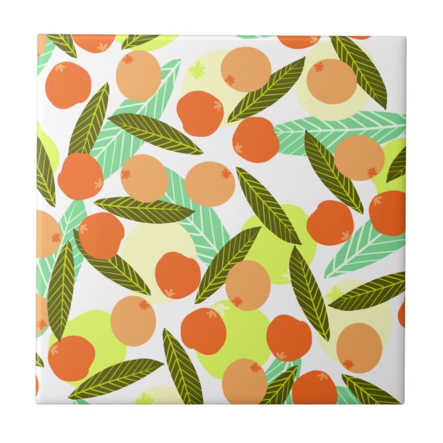 Azulejo Frutas de Níspero de Verano Verdor (Frente)