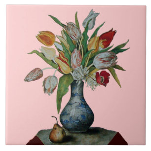 AZULEJO FRUTAS DE TEMPORADA / TULIPS EN VASE Y PEAR