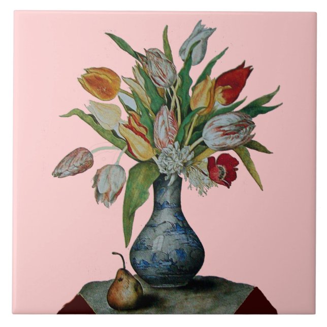 AZULEJO FRUTAS DE TEMPORADA / TULIPS EN VASE Y PEAR (Frente)