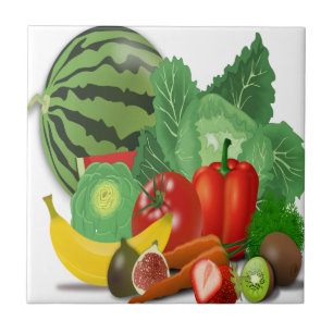 Azulejo frutas verduras alcachofa banana