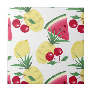 Azulejo Frutas y bayas claras en blanco.