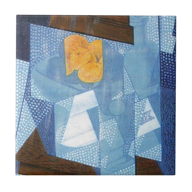 Azulejo Frutero de Juan Gris, bodegón cubista vintage (Frente)
