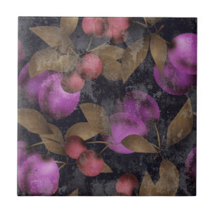 Azulejo Frutos de ciruela oscura sin foco bayas moradas ce