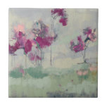 Azulejo Fuchsia Treeline<br><div class="desc">Fuchsia Treeline I de Jennifer Goldberger. Representación abstracta de formas tipo árbol de fuschia sobre un fondo mudo,  hecho al estilo de una pincelada.</div>