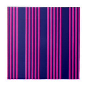 Azulejo Fuchsia y azul marino de cinco rayas patrón