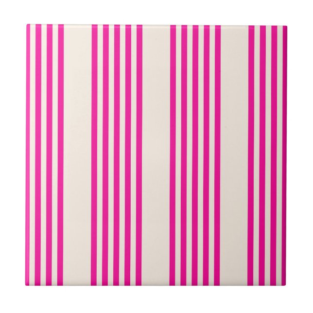 Azulejo Fuchsia y beige cinco rayas (Frente)
