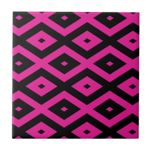 Azulejo Fuchsia y patrón de diamante negro