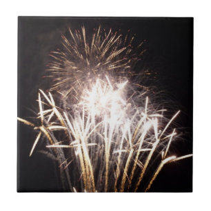 Azulejo Fuegos artificiales blancos y dorados I Celebració