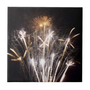 Azulejo Fuegos artificiales blancos y dorados II Celebraci