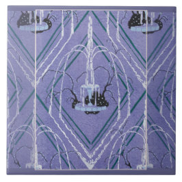Azulejo Fuente Art Deco En Azul