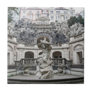Azulejo Fuente con estatua de Neptuno en Praga