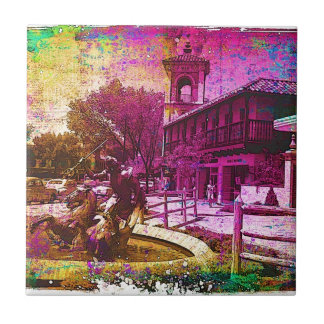 Azulejo Fuente vintage de Neptuno Grunge colorido
