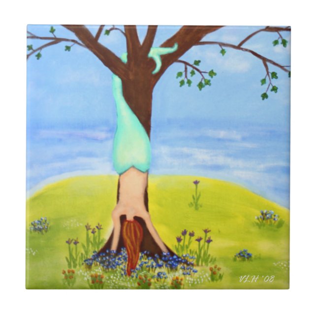 Azulejo "Fuera arte de la sirena del agua" (Frente)