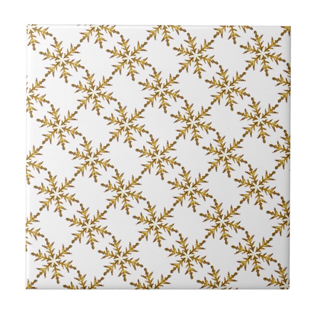 Azulejo Fun Snowflake Gold Y White Tile (Frente)