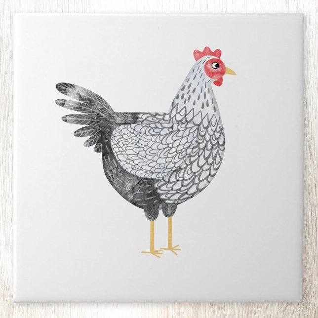 Azulejo Fun Watercolor Wyandotte Pollo (Fun Wyandotte Chicken hen watercolor art ceramic tile)